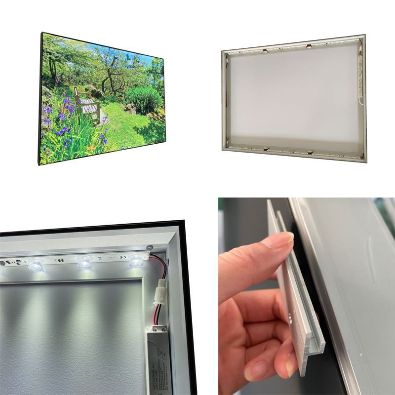 casetă luminoasă cu material tensionat